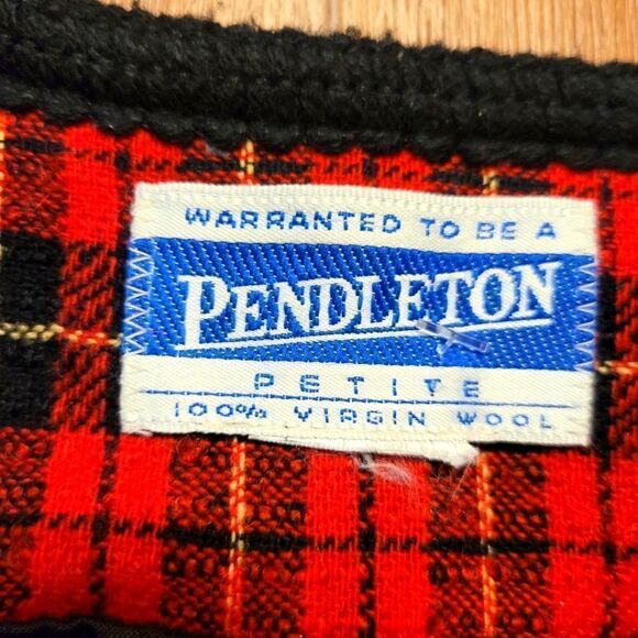 Vintage Pendleton Plaid Wool Jacket Blazer Red Black Size MP - Picture 8 of 9